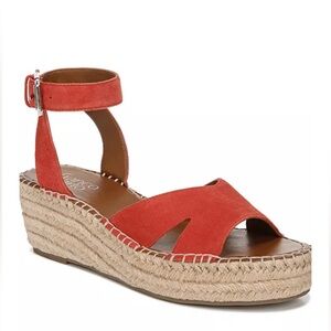 Franco Sarto Red and Orange, coral summer Sandals with Espadrille Sole size 8